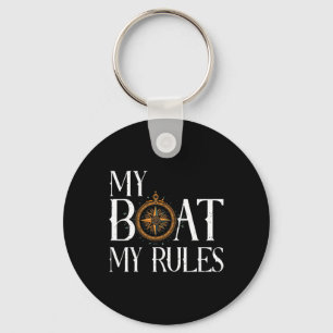 Mens My Boat My Rules Ship's Wheel Captain Nautica Key Ring