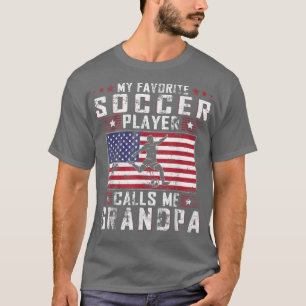 Mens My Favorite Soccer Player Calls Me Grandpa Fa T-Shirt