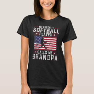 Mens My Favorite Softball Player Calls Me Grandpa  T-Shirt