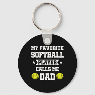 Mens My Favorite Softll Player Calls Me Dad Father Key Ring