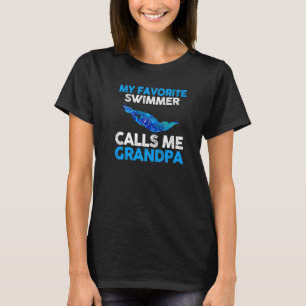 Mens My Favorite Swimmer Calls Me Grandpa   T-Shirt