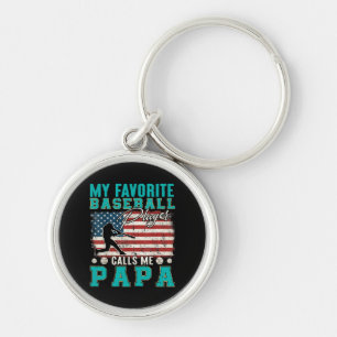 Mens My Favourite Baseball Player Calls Me Papa Key Ring