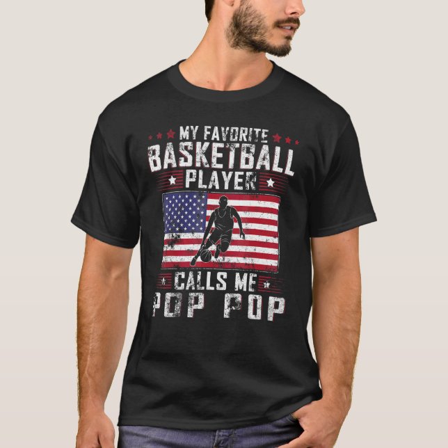 Mens My Favourite Basketball Player Calls Me Pop P T-Shirt (Front)