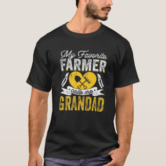 Mens My Favourite Farmer Calls Me Grandad Farming  T-Shirt