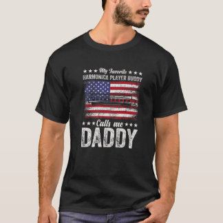 Mens My Favourite Harmonica Buddy Call Me Daddy Mu T-Shirt