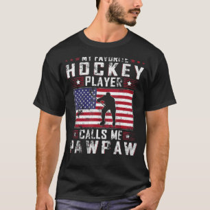 Mens My Favourite Hockey Player Calls Me Pawpaw Fa T-Shirt