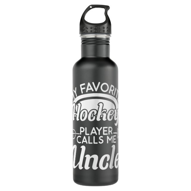 Mens My Favourite Hockey Player Calls Me Uncle Fun 710 Ml Water Bottle (Front)