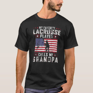 Mens My Favourite Lacrosse Player Calls Me Grandpa T-Shirt