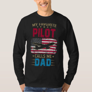 Mens My Favourite Pilot Calls Me Dad Costume Fathe T-Shirt