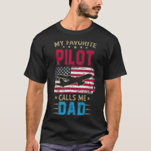 Mens My Favourite Pilot Calls Me Dad Costume Fathe T-Shirt