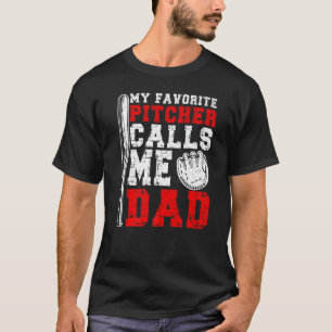 Mens My Favourite Pitcher Calls Me Dad Softball Pi T-Shirt