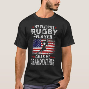 Mens My Favourite Rugby Player Calls Me Grandfathe T-Shirt