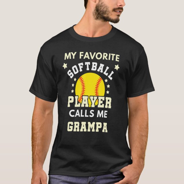 Mens My Favourite Softball Player Calls Me Grampa  T-Shirt (Front)