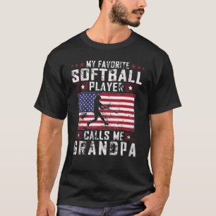 Mens My Favourite Softball Player Calls Me Grandpa T-Shirt
