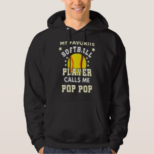 Mens My Favourite Softball Player Calls Me Pop Pop Hoodie