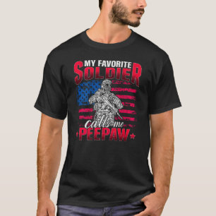 Mens My Favourite Soldier Calls Me Peepaw US Flag T-Shirt