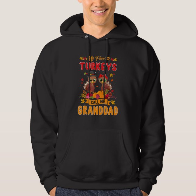 Mens My Favourite Turkeys Call Me Granddad Family  Hoodie (Front)