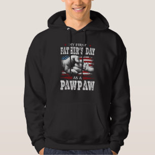 Mens My First Father s Day As A Pawpaw American Fl Hoodie