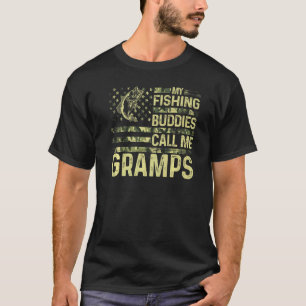 Mens My Fishing Buddies Call Me Gramps Fun Patriot T-Shirt
