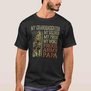 Mens My Granddaughter My Soldier Hero Proud Army P T-Shirt