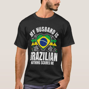 Mens My Husband Is Brazilian Pride Flag Heritage R T-Shirt