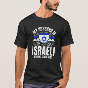 Mens My Husband Is Israeli Pride Flag Heritage Roo T-Shirt