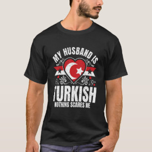 Mens My Husband Is Turkish Pride Flag Heritage Roo T-Shirt
