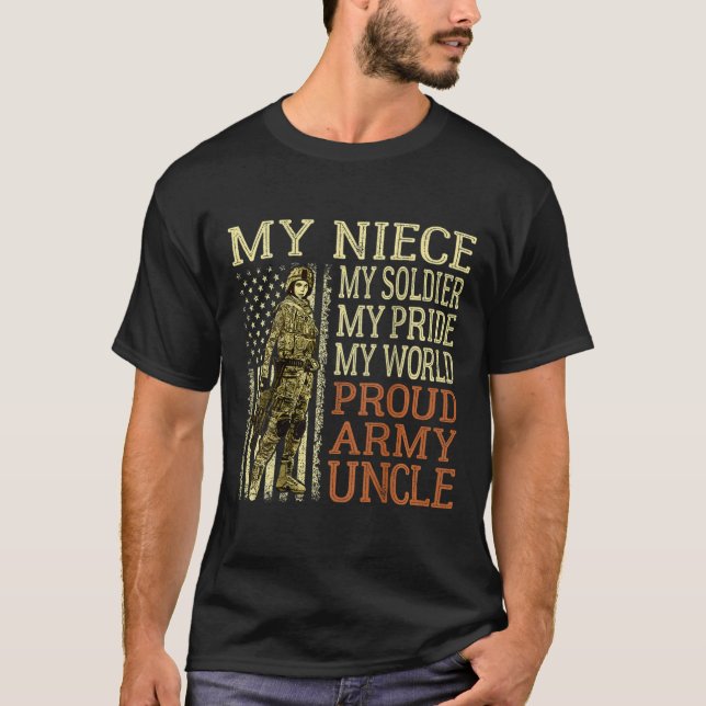 Mens My Niece My Soldier Hero - Proud Army Uncle M T-Shirt (Front)