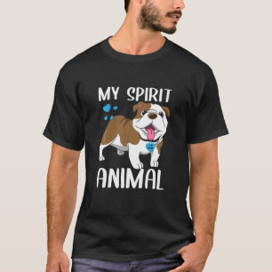 Mens My Spirit Animal Bulldog I Love Dad Heart Val T-Shirt