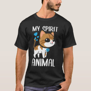 Mens My Spirit Animal Cat I Love Dad Heart Valenti T-Shirt