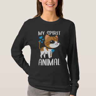 Mens My Spirit Animal Cat I Love Dad Heart Valenti T-Shirt