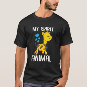 Mens My Spirit Animal Giraffe I Love Dad Heart Val T-Shirt