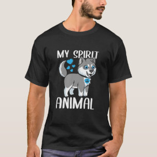 Mens My Spirit Animal Husky Dog I Love Dad Heart V T-Shirt
