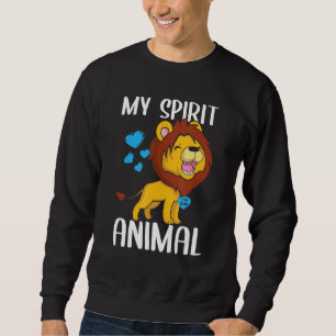 Mens My Spirit Animal Lion I Love Dad Heart Valent Sweatshirt
