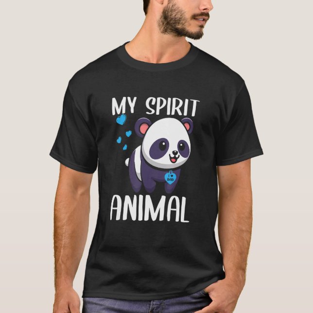 Mens My Spirit Animal Panda I Love Dad Heart Valen T-Shirt (Front)