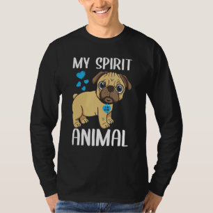Mens My Spirit Animal Pug Dog I Love Dad Heart Val T-Shirt