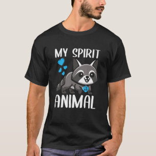 Mens My Spirit Animal Racoon I Love Dad Heart Val T-Shirt