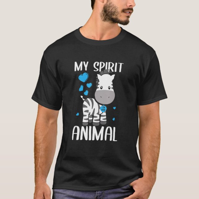 Mens My Spirit Animal Zebra I Love Dad Heart Valen T-Shirt (Front)
