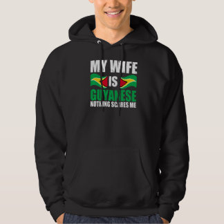 Mens My Wife Is Guyanese Nothing Scares Me Husband Hoodie