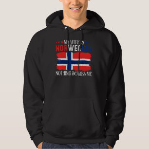 Mens My Wife Is Norwegian Nothing Scares Me Husba Hoodie