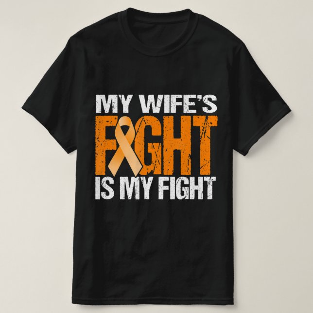 Mens My Wife's Fight is My Fight Leukaemia Awarene T-Shirt (Design Front)