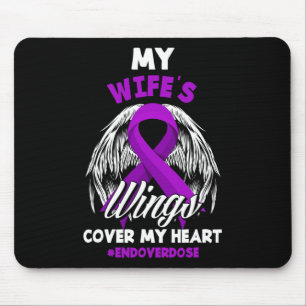 Mens My Wife's Wings Cover My Heart End Overdose  Mouse Pad