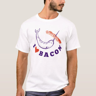 Mens Narwhal Whale I Love Bacon T-Shirt