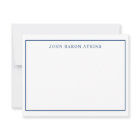 Men's navy.black simple flat note cards stationery