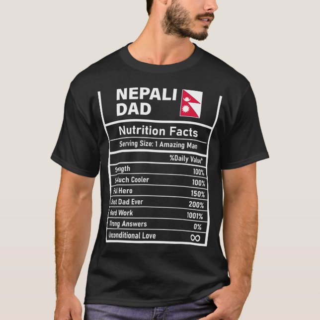 Mens Nepali Dad Nutrition Facts Father's Day Natio T-Shirt (Front)