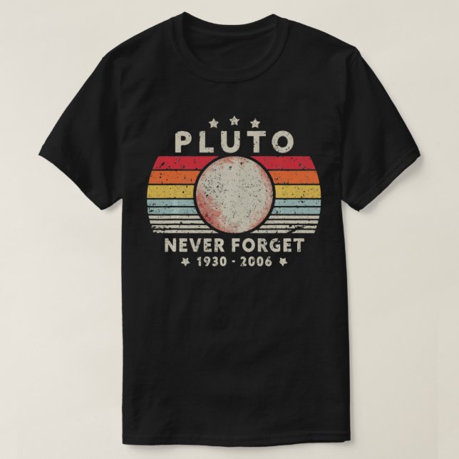 Mens Never Forget Pluto Planet Retro Style Funny S T-Shirt (Design Front)