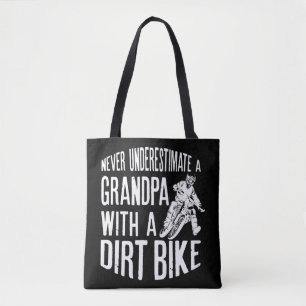 Mens Never Underestimate A Grandpa With A Dirt Bik Tote Bag