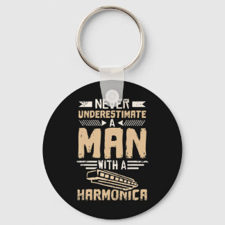 Mens Never Underestimate A Man With A Harmonica yo Key Ring