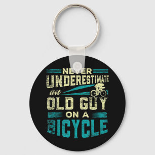 Mens Never Underestimate An Old Guy On a Bicycle G Key Ring