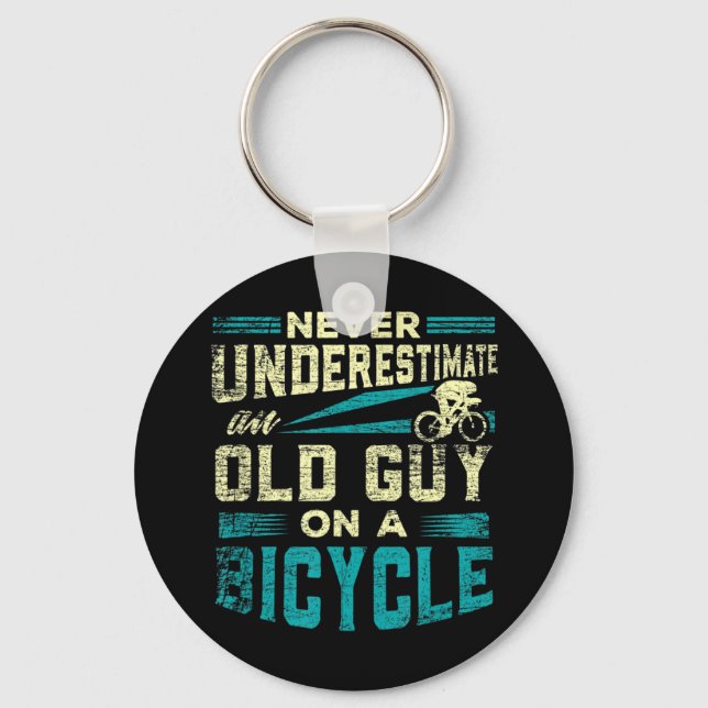 Mens Never Underestimate An Old Guy On a Bicycle G Key Ring (Front)